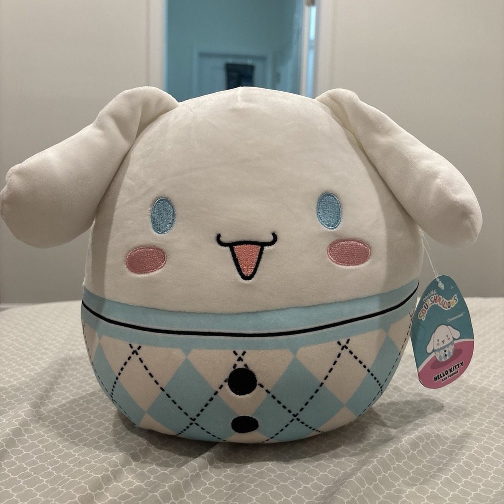 2023 Squishmallow Plush 10" Sanrio‎ Cinnamoroll In Blue Plaid NWT's